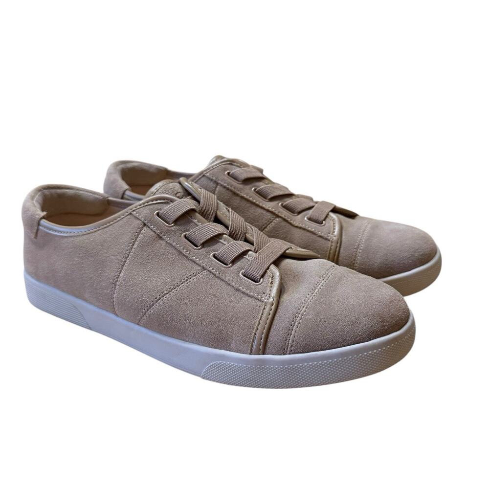 Vionic Jean Womens Suede Casual Sneaker Beige Walking Shoes Sz 8 Preppy Prep